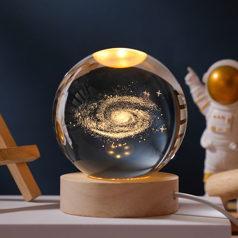 Galaxy 3D Crystal Sphere with Light Base